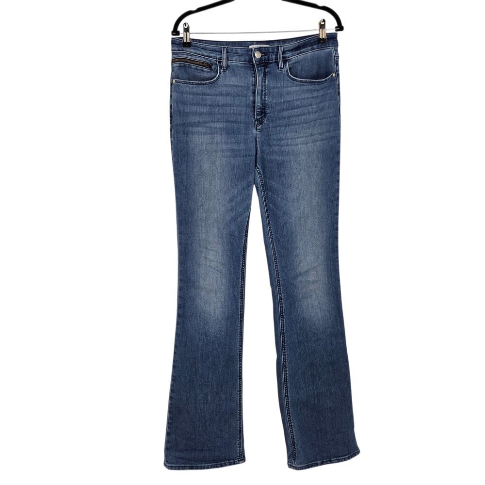 Athleta True Blue Medium Wash Sculptek Flare High Rise Stretch Jean Size 12 Tall